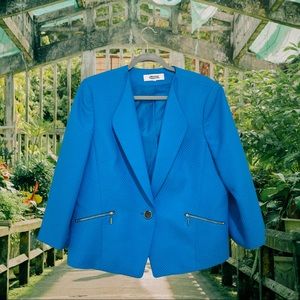Vintage Blazer Trendy Blue Neon Blue Light